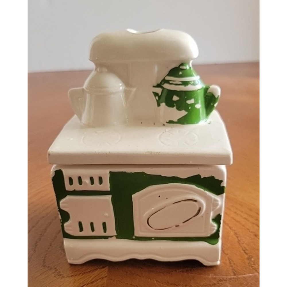 VTG Lego White Green Ceramic Instant‎ Coffee Container Holder Kitchen storage